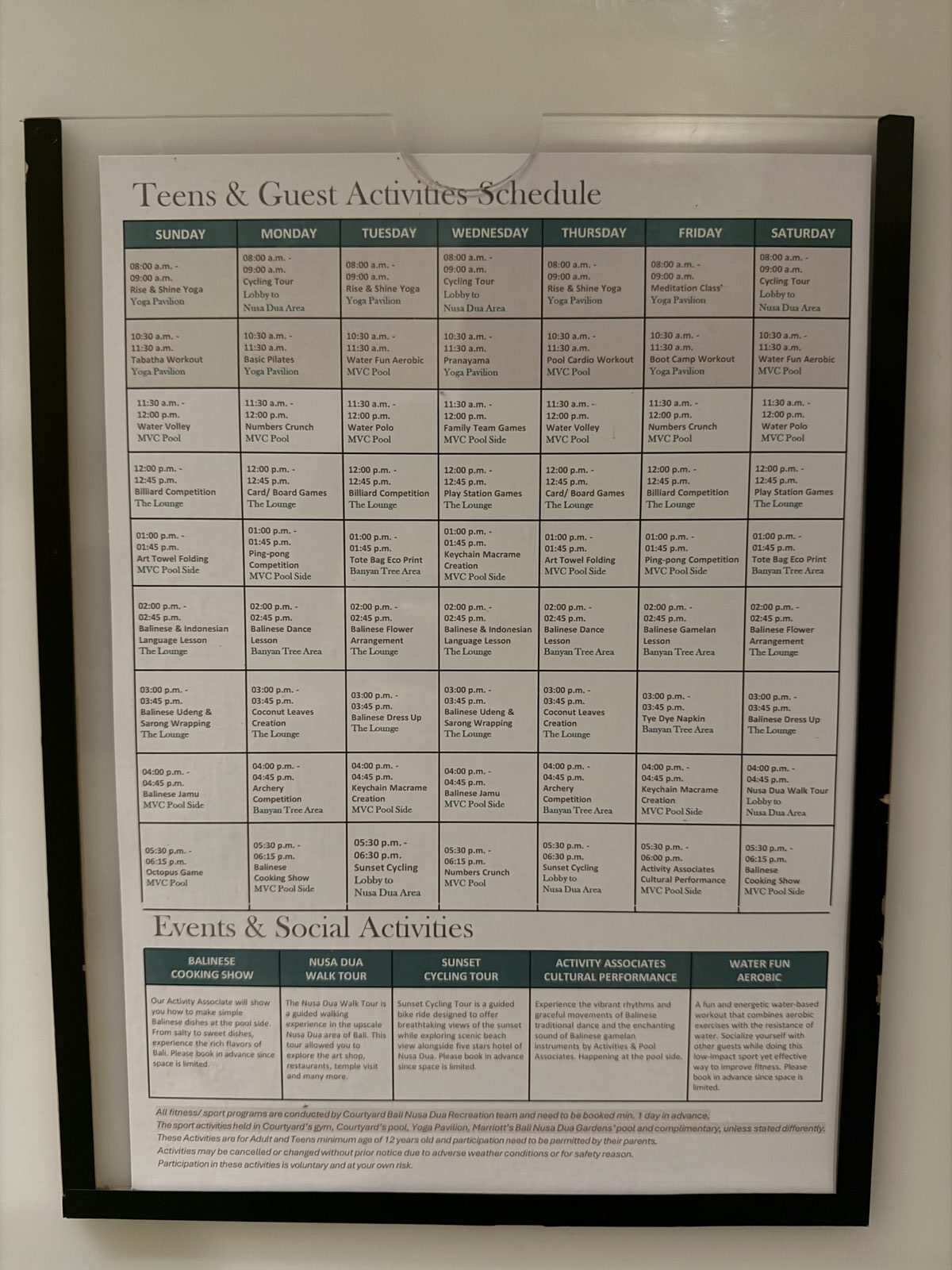 アクティビティスケジュール