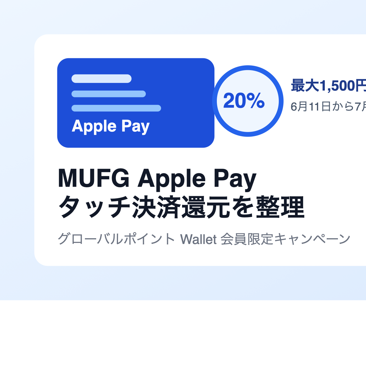 MUFGのApple Payタッチ決済20%還元キャンペーンをイメージしたアイキャッチ画像