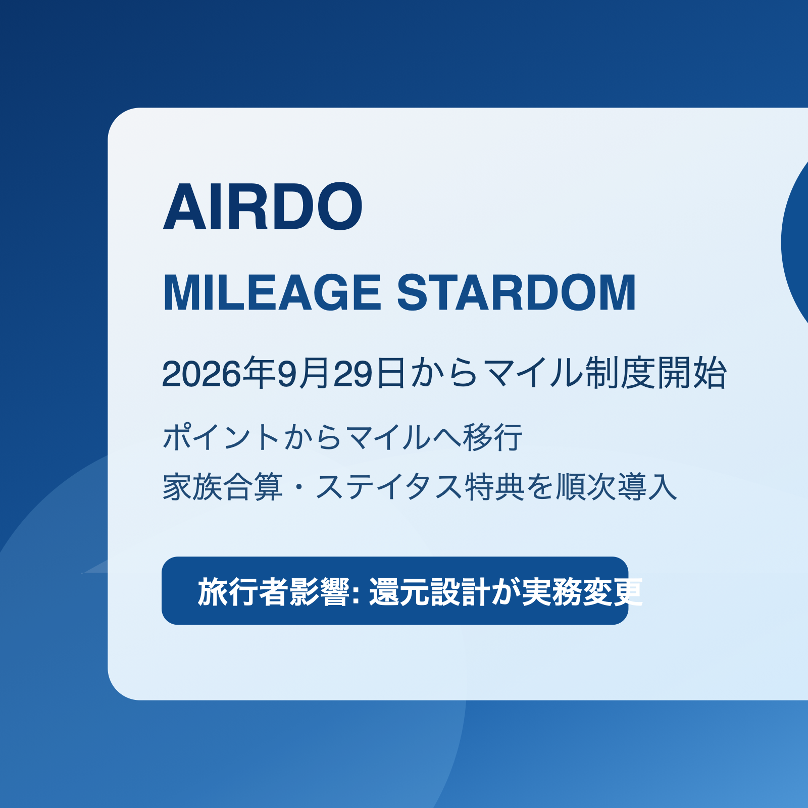AIRDOのMILEAGE STARDOMと新マイル制度開始をイメージしたアイキャッチ