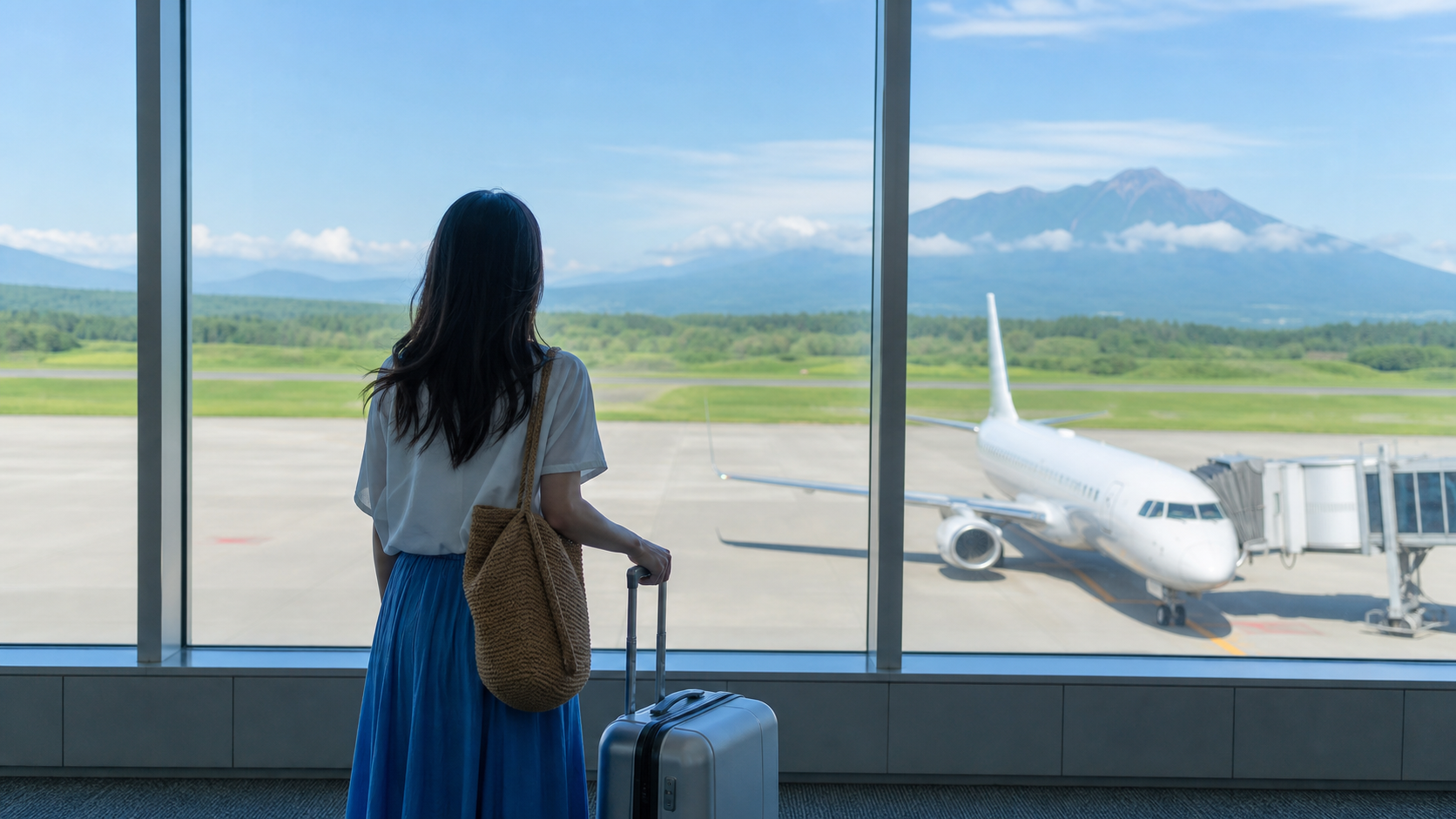 中部発北海道への季節運航をイメージした空港風景