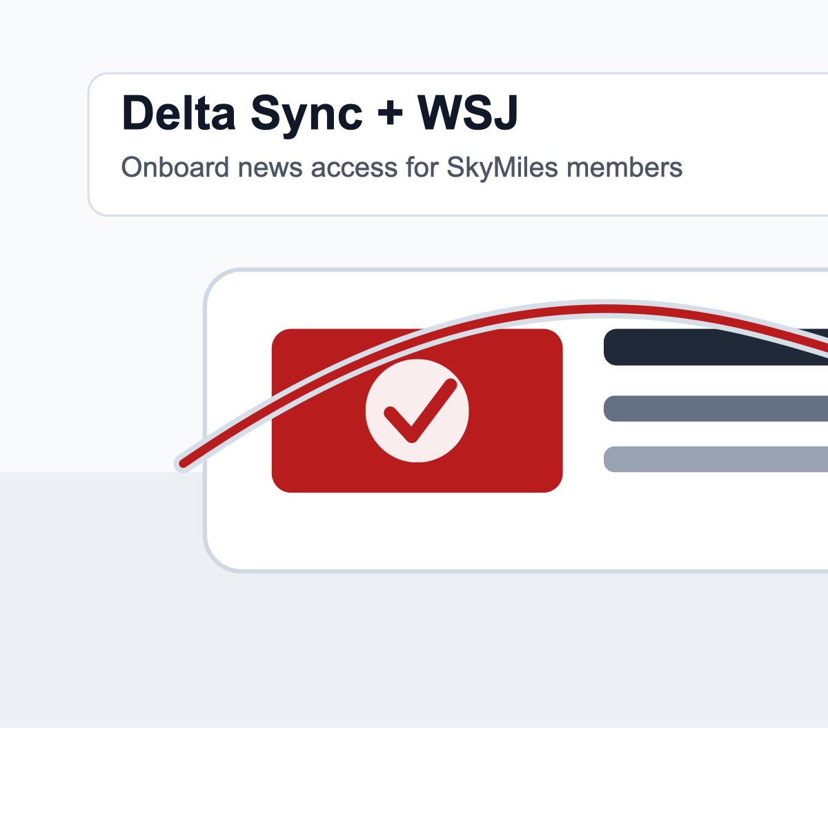 デルタ航空のDelta SyncとWSJ提供開始を示す機内画面風アイキャッチ