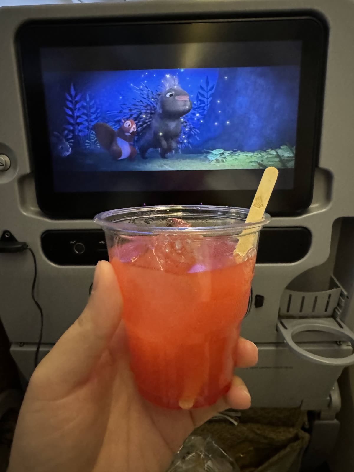 シンガポール航空エコノミークラスの個人モニターとドリンク