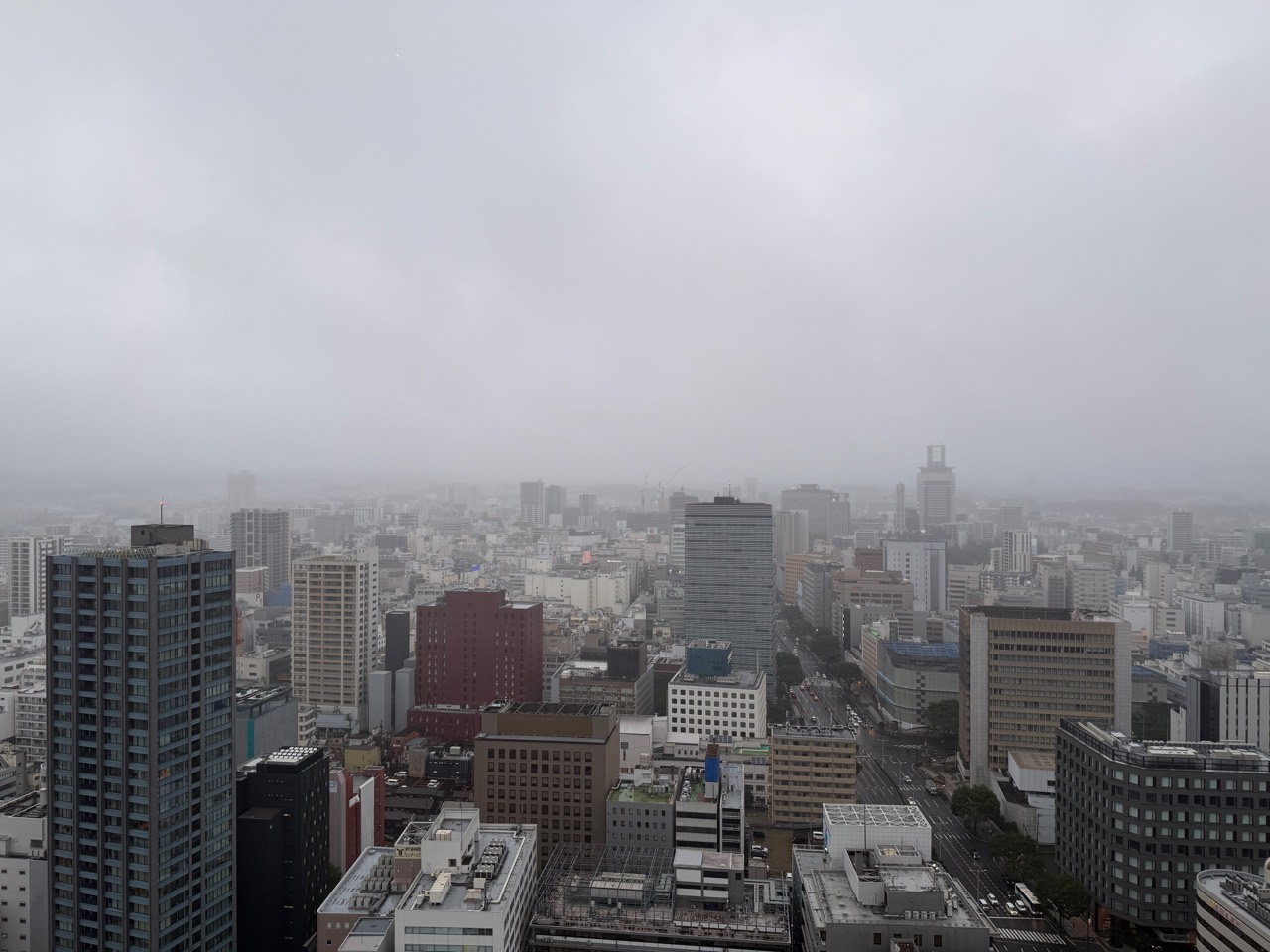 ウェスティン仙台エグゼクティブラウンジから望む仙台市街