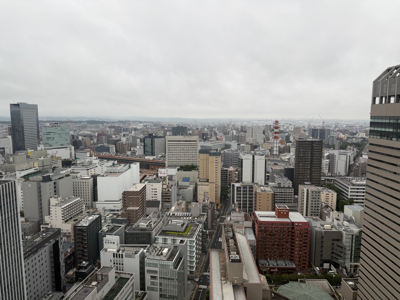 ウェスティンホテル仙台の高層階から望む仙台市街