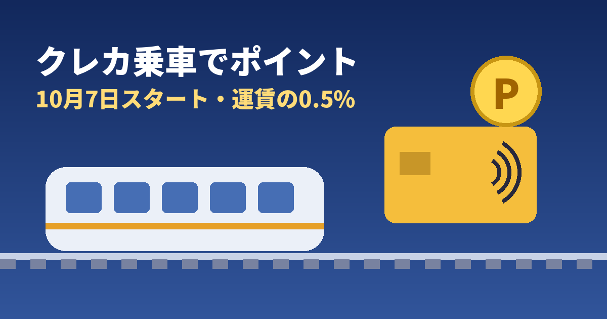 クレカ乗車でVポイントが貯まる乗車ポイントのイメージ（電車とタッチ決済カード）