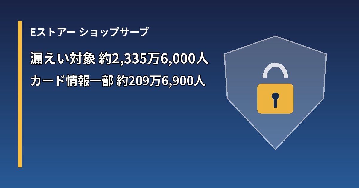 Eストアーのショップサーブへの不正アクセス最終報で漏えい対象が約23,356,000人と確定したことを伝えるアイキャッチ